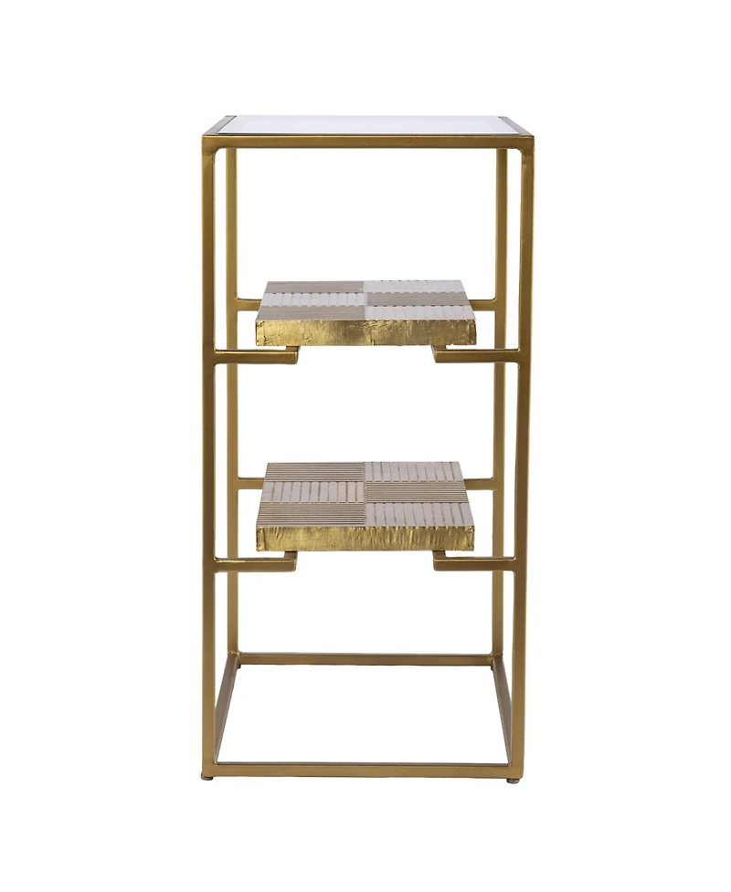 Rectangular End Table with Two Shelves for Living Room or Bedroom Storage