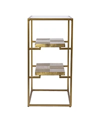 Rectangular End Table with Two Shelves for Living Room or Bedroom Storage