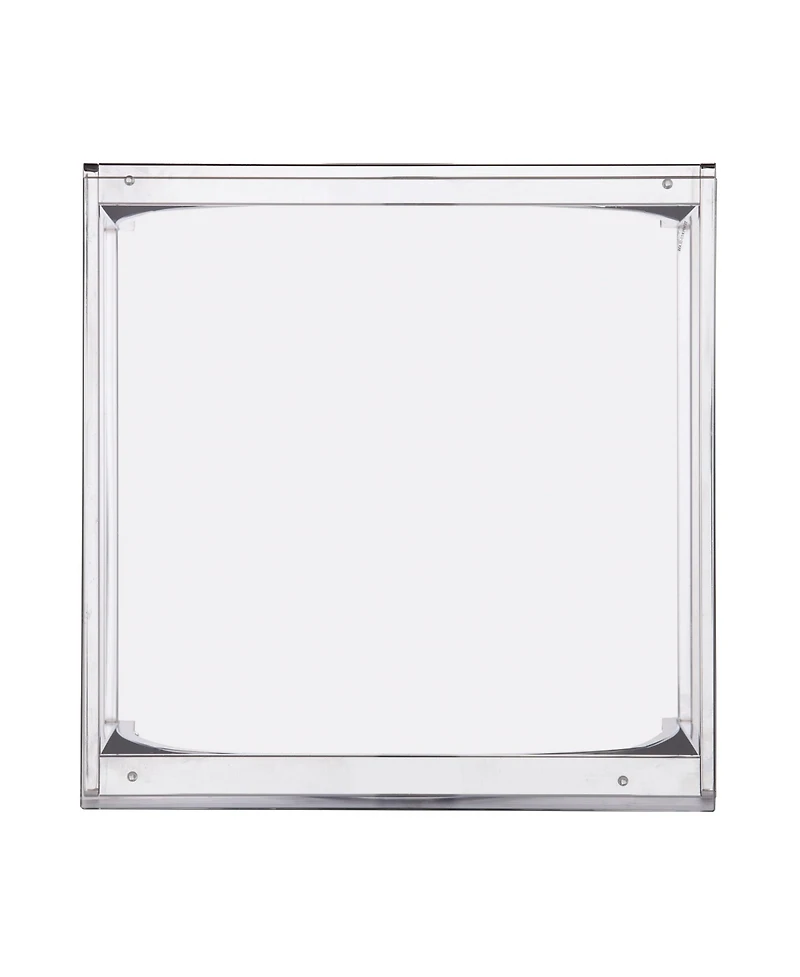 Glass Top Square End Table with Iron Base for Living Room or Lounge