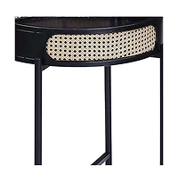 24" Black Melamine Veneer And Manufactured Wood Round End Table
