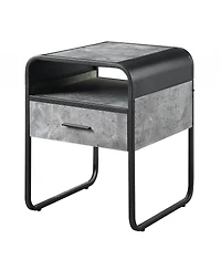 Square Wood and Metal End Table with Storage Drawer and Shelf