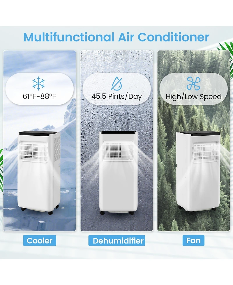 8000 Btu Portable Air Conditioner with Remote Control Cools up to 250/350 Sq.Ft
