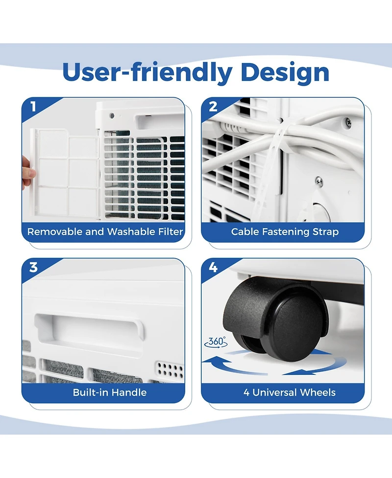 8000 Btu Portable Air Conditioner 3 in 1 Ac Unit with Fan and Dehumidifier