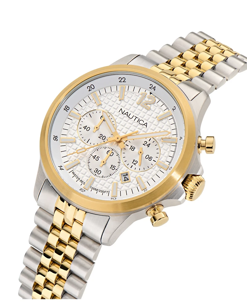 Nautica Men's Chronograph or Date Two-Tone Stainless-Steel Watch, 45mm