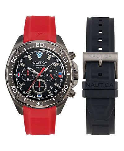 Nautica Men's Chronograph Multi Silicone Watch Set, 46mm