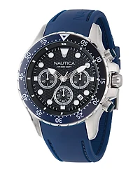 Nautica Men's Chronograph Black Silicone Watch Set, 44mm