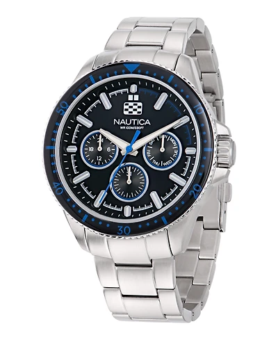 Nautica Men's Analog Silver-Tone Stainless Steel Watch, 46mm