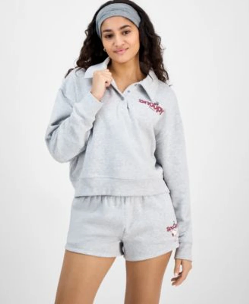 Grayson Threads The Label Juniors Collared Snoopy Sweatshirt Pull On Shorts