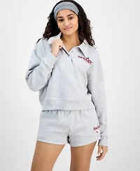 Grayson Threads The Label Juniors Collared Snoopy Sweatshirt Pull On Shorts