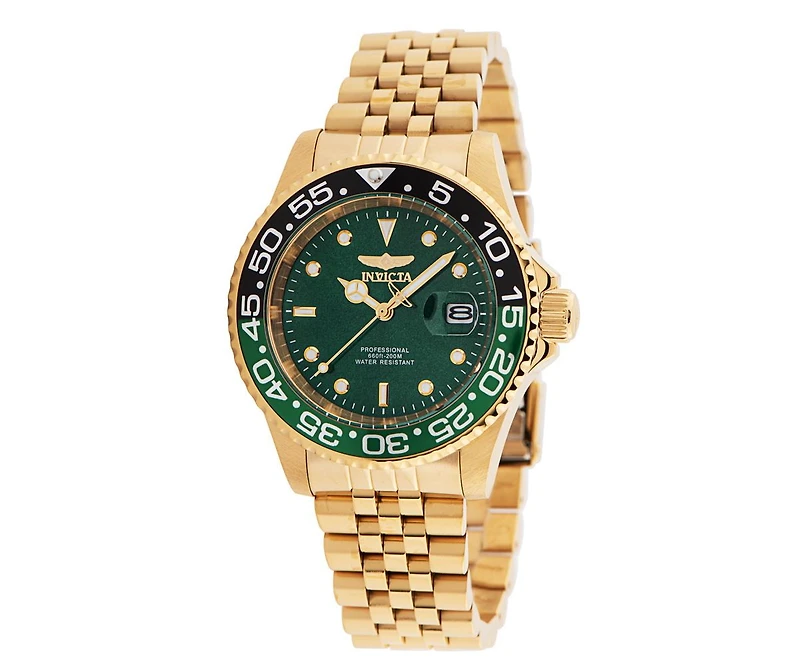 Invicta Men's Pro Diver Quartz 3 Hand Green Dial Watch