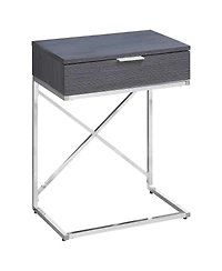 Modern Farmhouse End Table – Wood Top, Metal Base, Storage Drawer