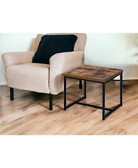 Industrial End Table with Metal Frame and Manufactured Wood Top