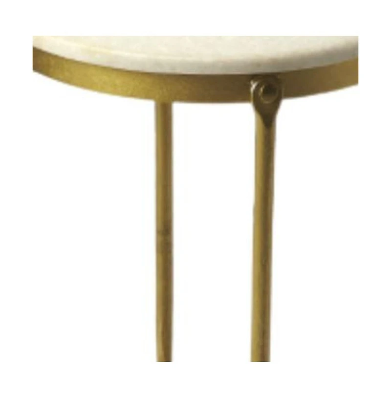 Round End Table with Faux Marble Top – Chic Living Room Accent
