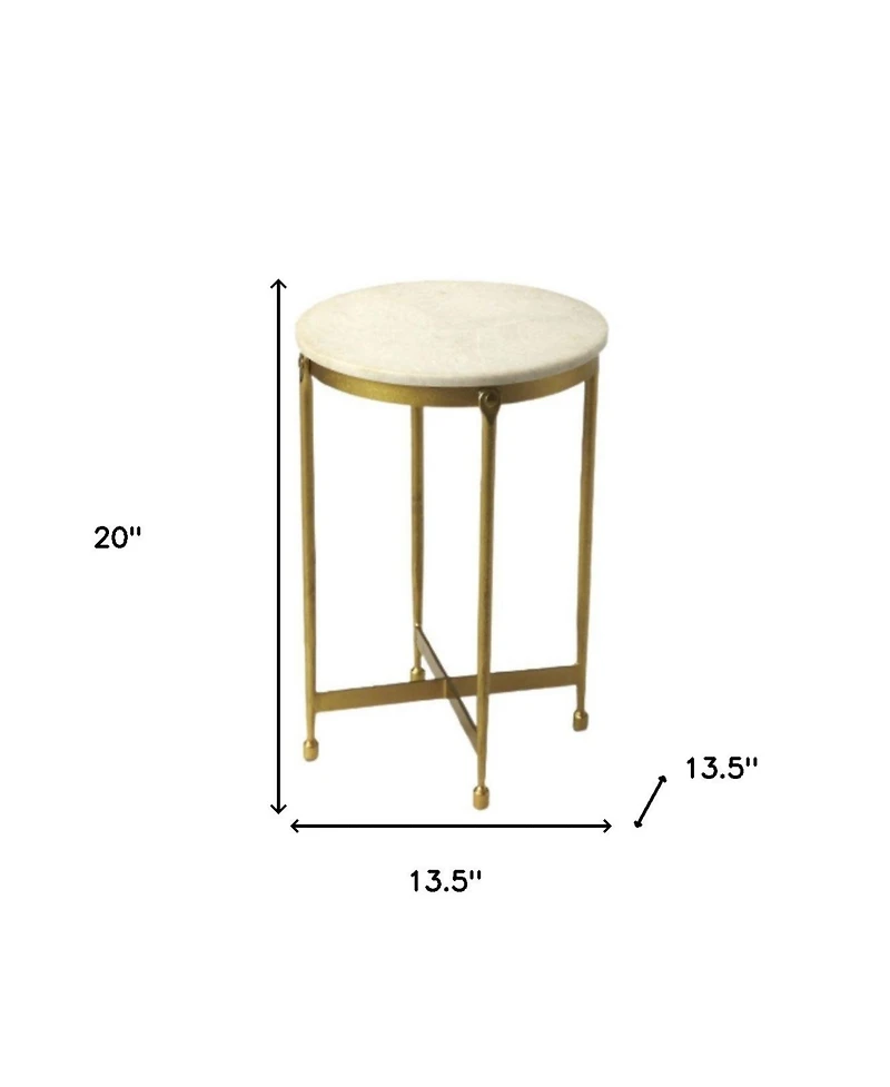 Round End Table with Faux Marble Top – Chic Living Room Accent