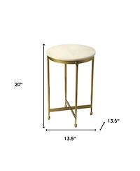 Round End Table with Faux Marble Top – Chic Living Room Accent
