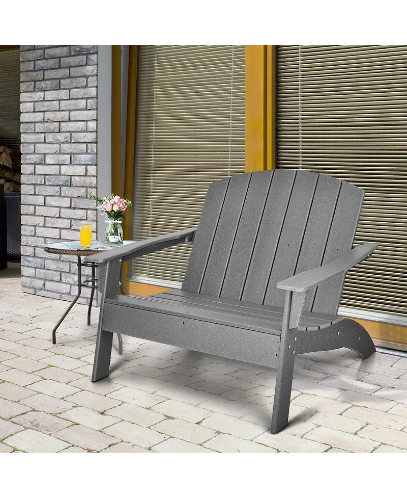 Gymax Outdoor Adirondack Chair Patio Hdpe Adirondack Loveseat Bench Weather Resistant