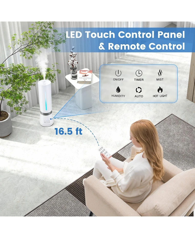 5.5L Cool Mist Humidifiers with Remote Control and 12 Hours Timer
