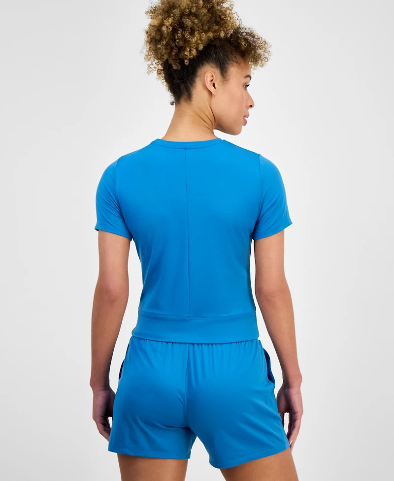 Id Ideology Women's Overlap Cropped Crewneck T-Shirt, Exclusively at Macy's