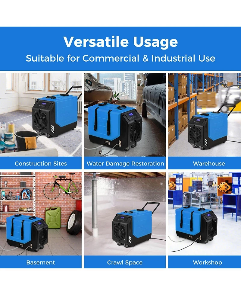 190 Ppd Commercial Dehumidifier with Pump and 2 Wheels