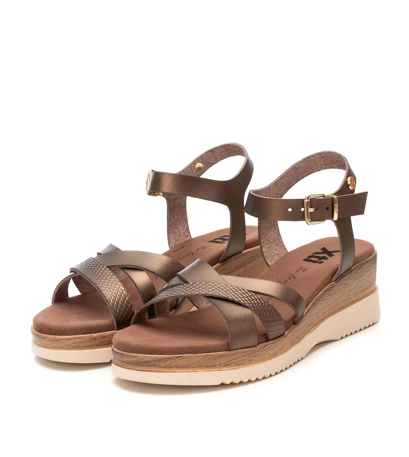 Women's Criss Cross Straps Low Wedge Sandals By Xti