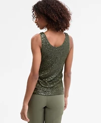 Anne Klein Women's Sequin Double-Scoop Sleeveless Tank