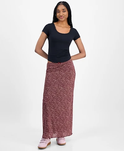 Hippie Rose Juniors' Floral-Print Maxi Skirt
