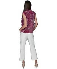 Karl Lagerfeld Paris Women's Printed Ruffled Blouse