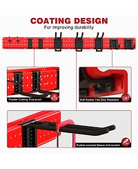 Hausource 48in Garden Tool Organizer Garage Storage Rack, Red