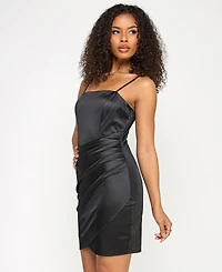 Emerald Sundae Juniors' Ruched Asymmetric Bodycon Dress