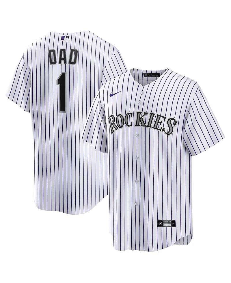 Nike Men's White Colorado Rockies 1 Dad Home Replica Jersey