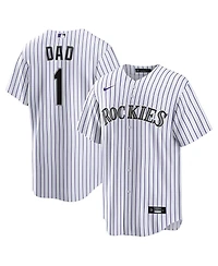 Nike Men's White Colorado Rockies 1 Dad Home Replica Jersey