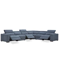 Nevio -Pc. Fabric Power Headrest Sectional with 3 Motion Chairs