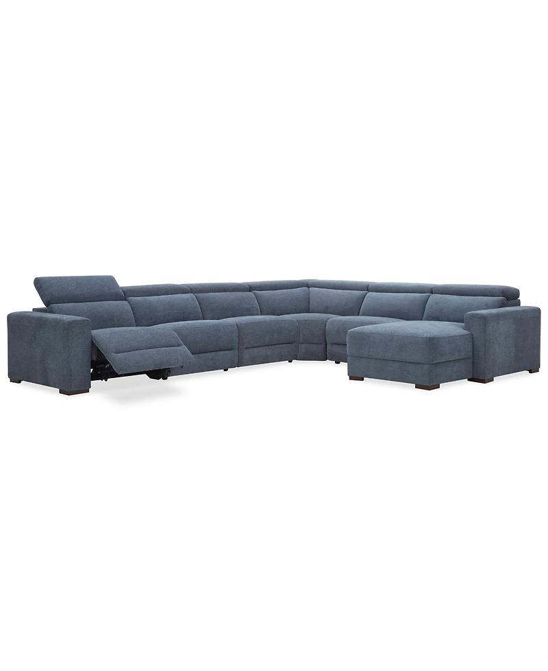 Nevio -Pc. Fabric Power Headrest Sectional with 1 Motion Chair