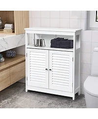 Wood Freestanding Bathroom Storage Cabinet with Double Shutter Door