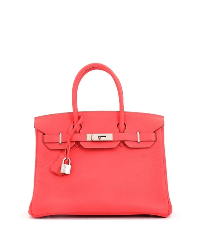 Pre-Owned Hermes Birkin 30 Handbag Pink Clemence with Palladium Hardware