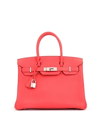 Pre-Owned Hermes Birkin 30 Handbag Pink Clemence with Palladium Hardware