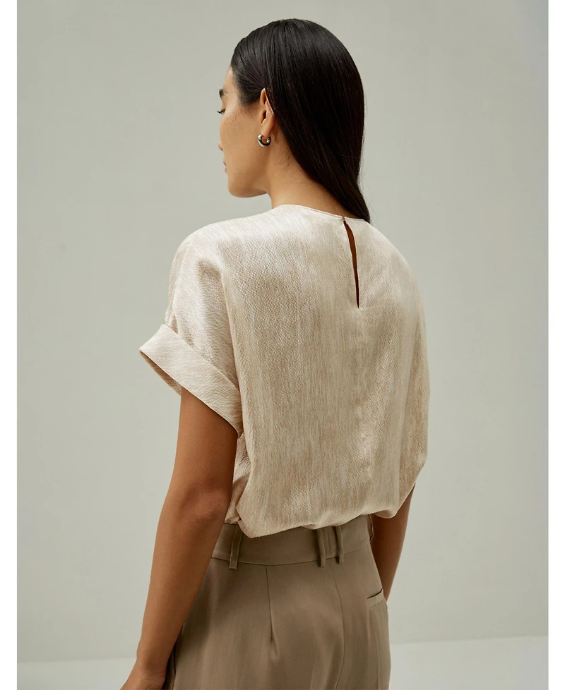 Lilysilk Women's Print Pearl Satin Silk T-Shirt Top