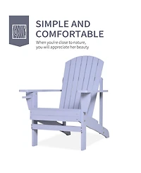 Wooden Adirondack Chair, Outdoor Patio Lawn Chair with Cup Holder, Weather Resistant Lawn Furniture