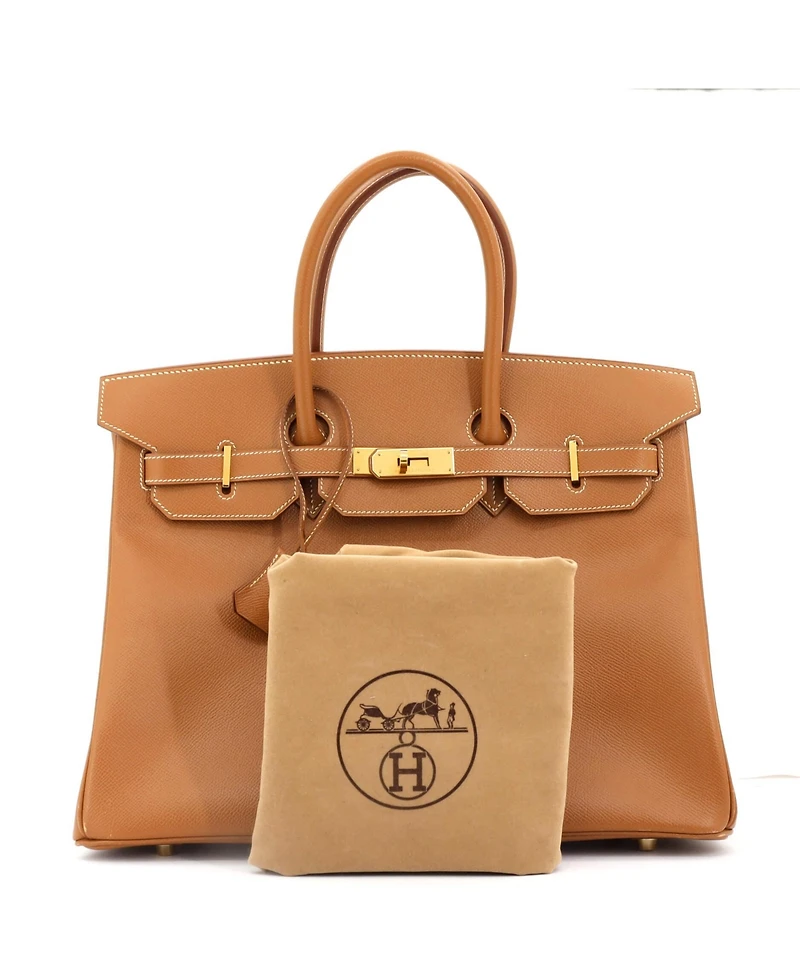 Pre-Owned Hermes Birkin 35 Handbag Brown Courchevel with Gold Hardware
