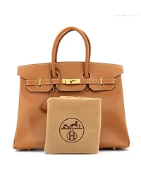 Pre-Owned Hermes Birkin 35 Handbag Brown Courchevel with Gold Hardware