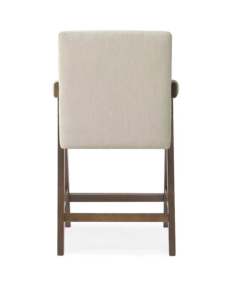 Upholstered Counter Height Bar Stool with Arms, 25.5" Solid Wood Chair for Kitchen Island or Home Bar-Maison Boucle