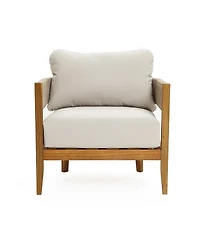 LuxenHome Outdoor Acacia Wood with Rope Sides Club Armchair with Cushions