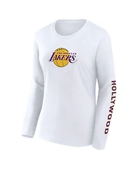 Fanatics Women's White Los Angeles Lakers Long Sleeve T-Shirt