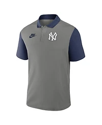 Nike Men's Gray/Navy New York Yankees Cooperstown Collection Color-Block Victory Performance Polo Shirt