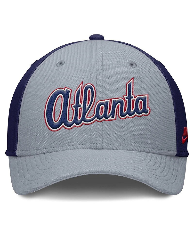 Nike Men's Gray/Navy Atlanta Braves Rise Swoosh Performance Flex Hat