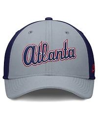 Nike Men's Gray/Navy Atlanta Braves Rise Swoosh Performance Flex Hat