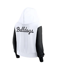 Nike Women's White Georgia Bulldogs Cropped Beyond Capability Color-Block Script Full-Zip Hoodie
