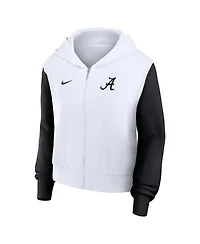 Nike Women's White Alabama Crimson Tide Cropped Beyond Capability Color-Block Script Full-Zip Hoodie