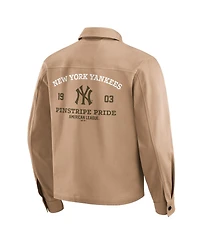Darius Rucker Collection by Fanatics Men's Tan New York Yankees Distressed Washed Full-Zip Jacket