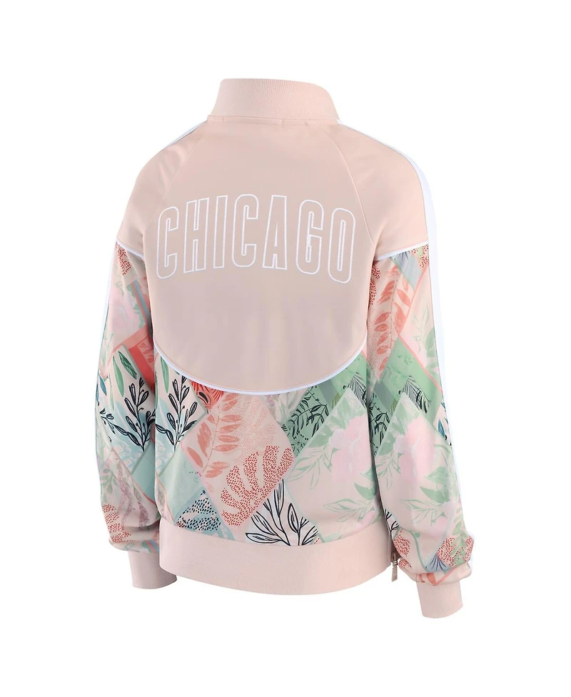 Wear by Erin Andrews Women's Sand Chicago Cubs Raglan Full-Zip Track Jacket